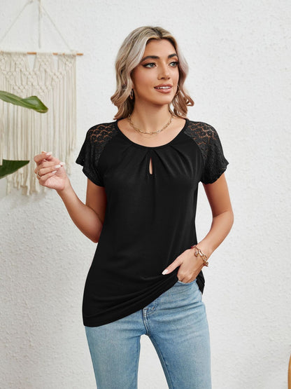 Lace Embellished Round Neck Top