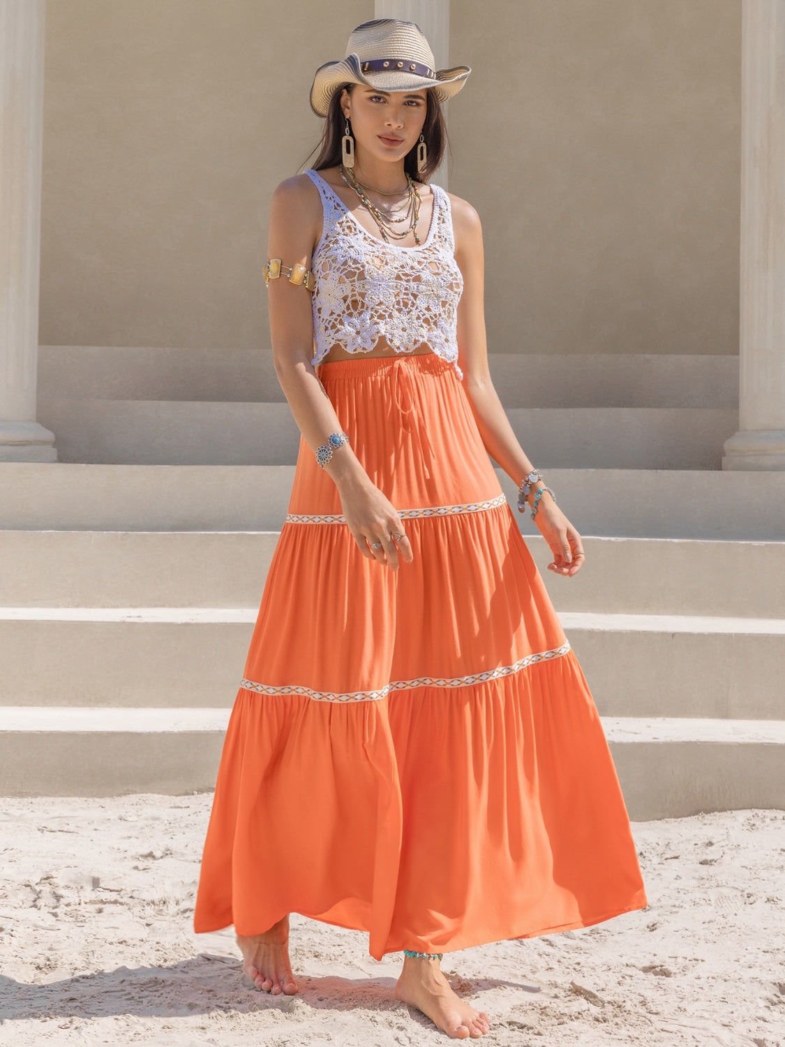 High Waist Maxi Tiered Skirt - Elegant Aura Boutique