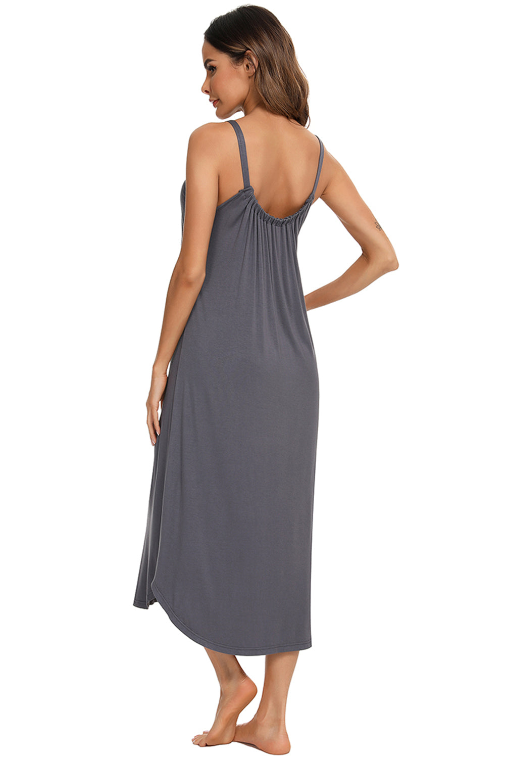 V-Neck Midi Lounge Dress - Elegant Aura Boutique