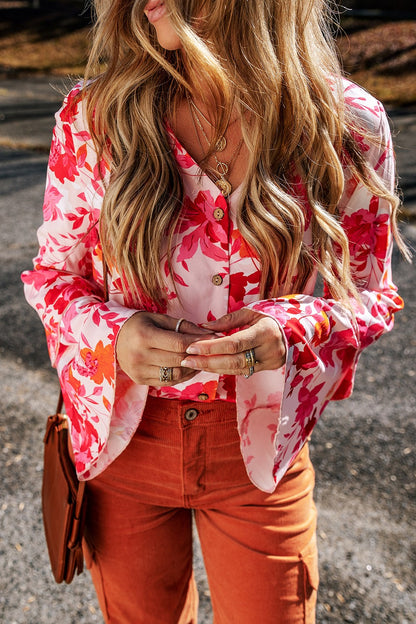 Floral Button Up V-Neck Bodysuit