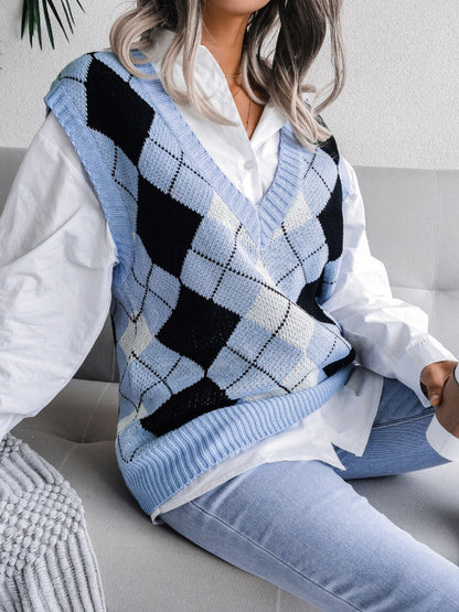 Plaid V-Neck Sweater