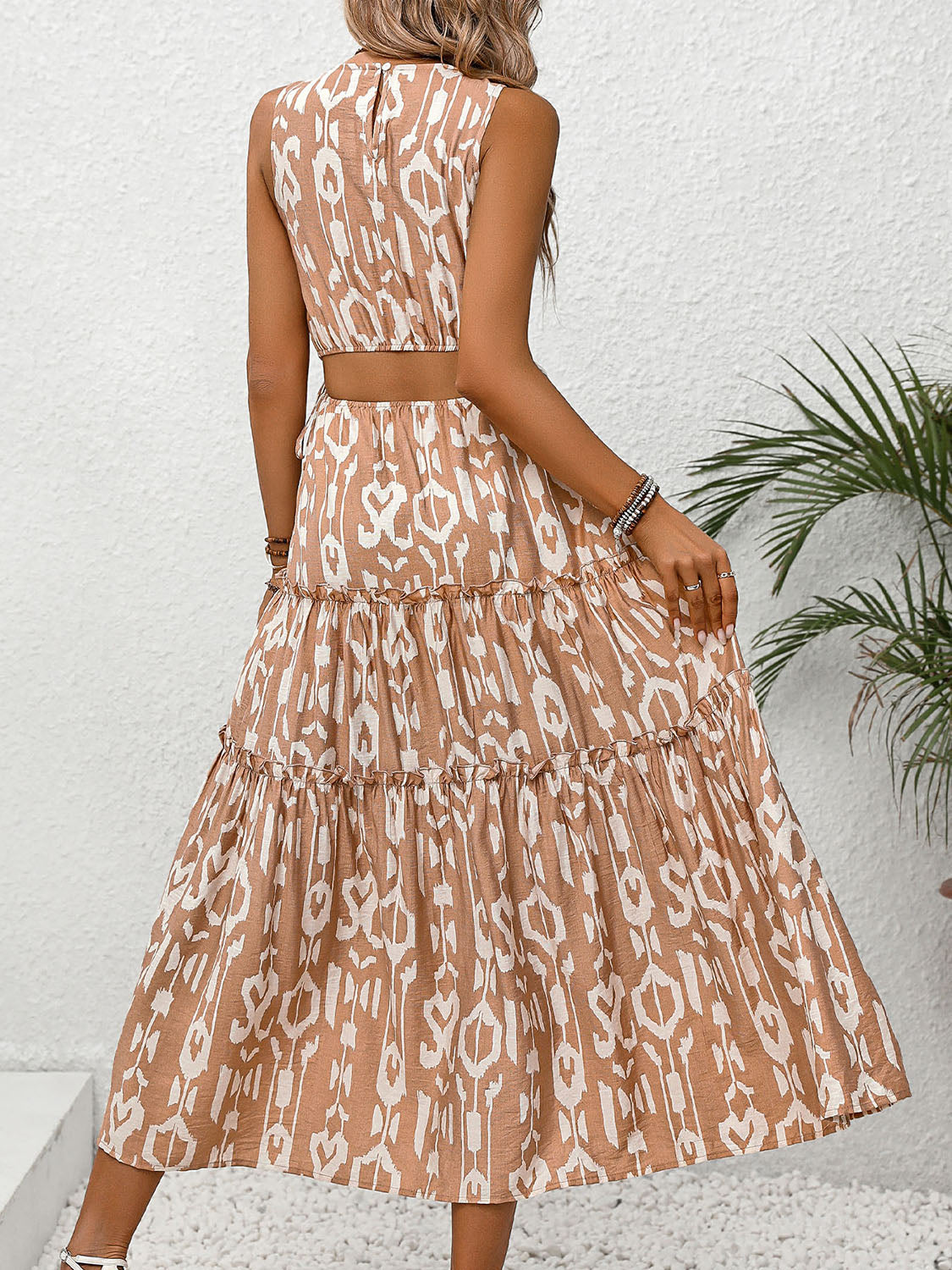 Cutout Round Neck Sleeveless Dress