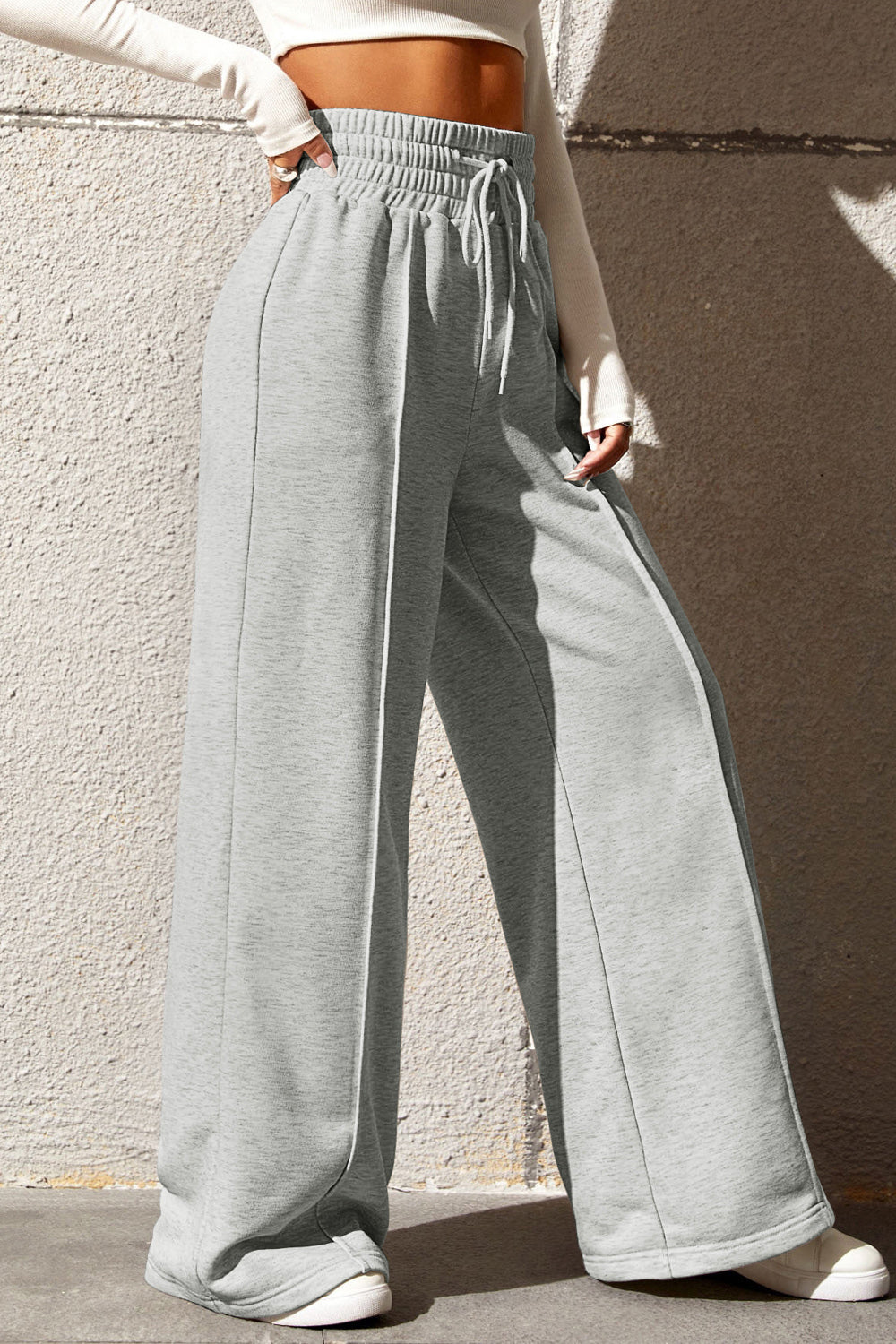 Drawstring Wide Leg Pants with Pockets - Elegant Aura Boutique