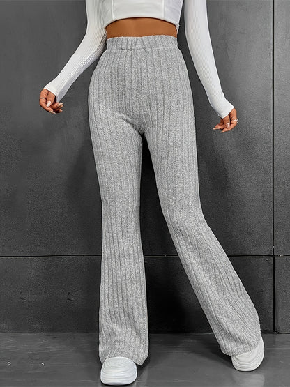 Ribbed High Waist Pants - Elegant Aura Boutique