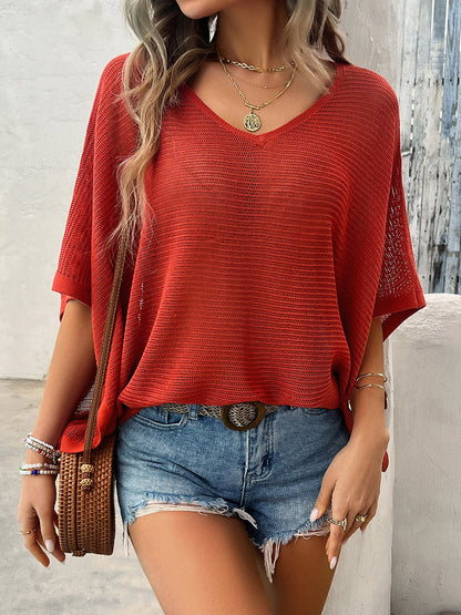 V-Neck Sleeve Knit Top