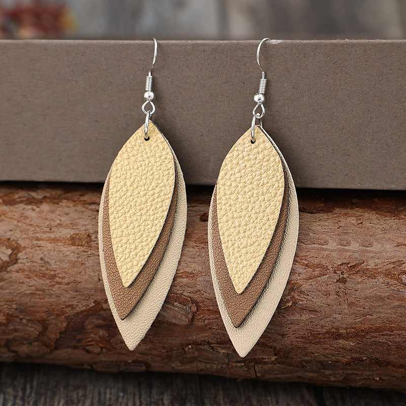 Leather Leaf Shape Earrings