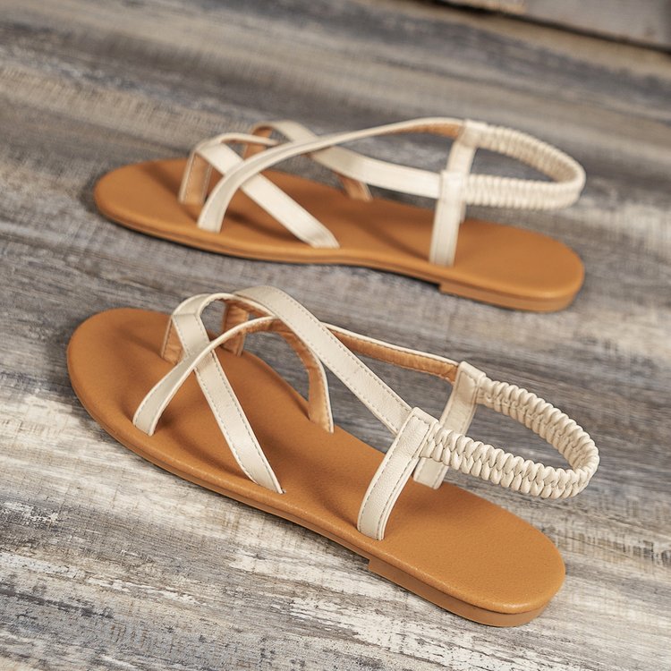 Leather Crisscross Flat Sandals