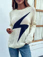 Lightning Graphic Distressed Sweater