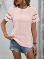 Stylish Eyelet Round Neck Top