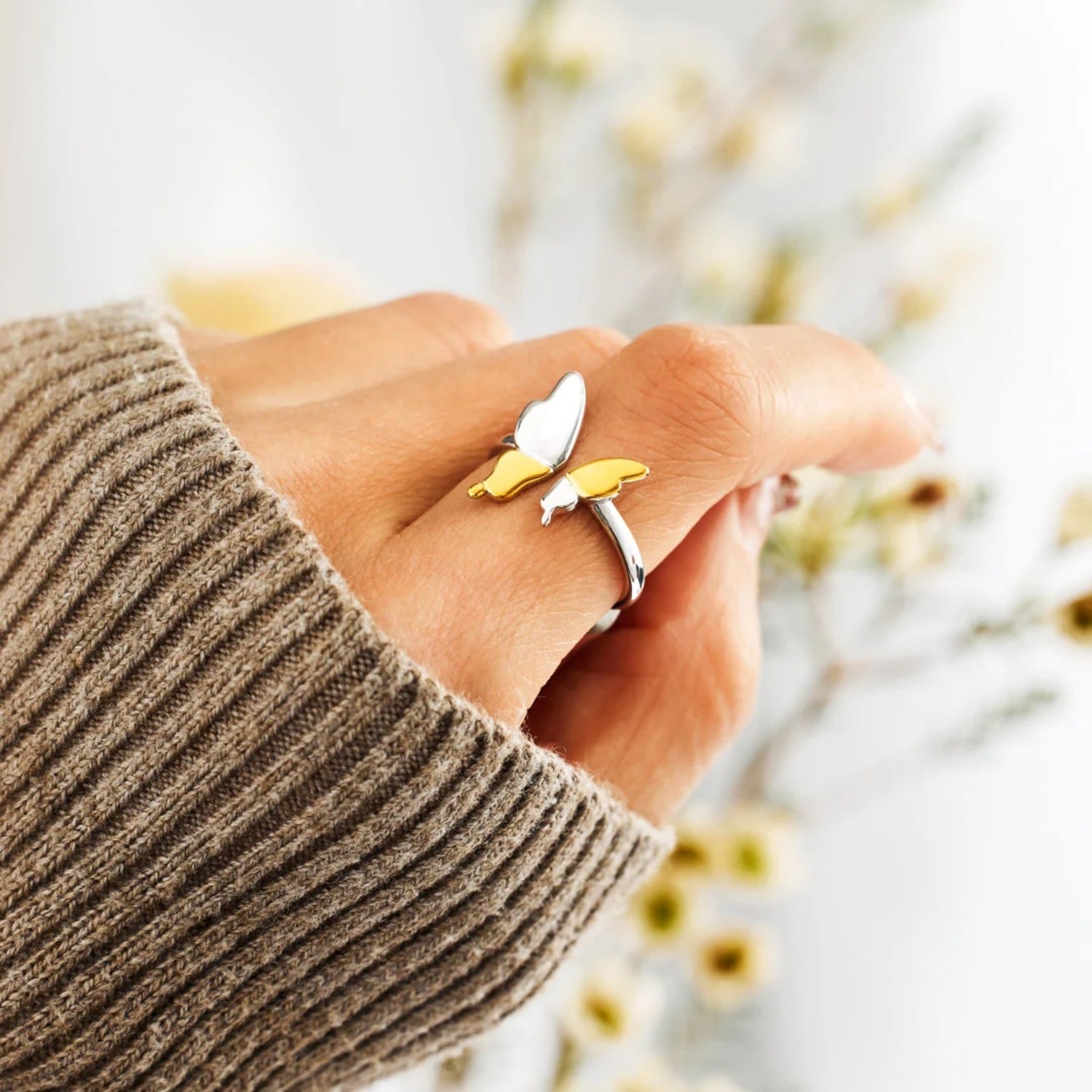 Gold/Silver Butterfly Ring - Elegant Aura Boutique