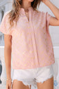 Stylish Print Notched Short Sleeve Blouse