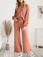 Long Sleeve Lounge Top with Drawstring Pants Set