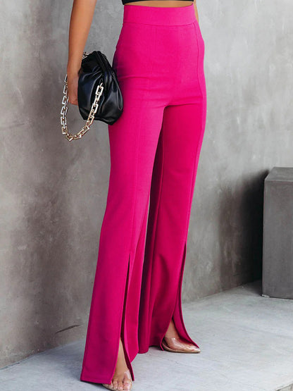 Front Slit Flare Leg Pants - Elegant Aura Boutique