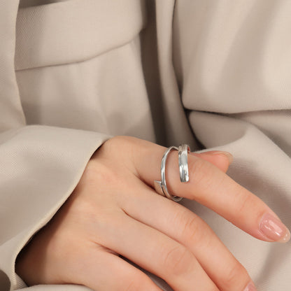 Titanium Steel Layered Wrap Ring - Elegant Aura Boutique