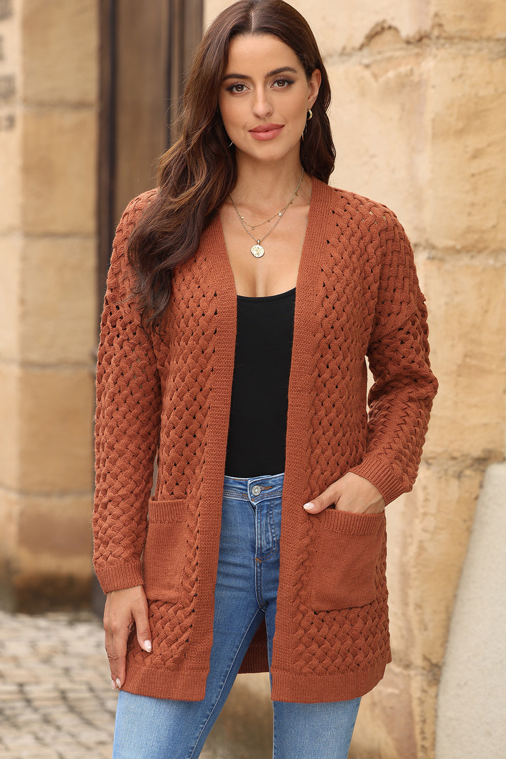 Dropped Shoulder Cardigan with Pockets