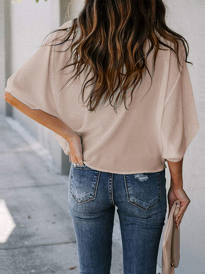 Full Size Cowl Neck Blouse