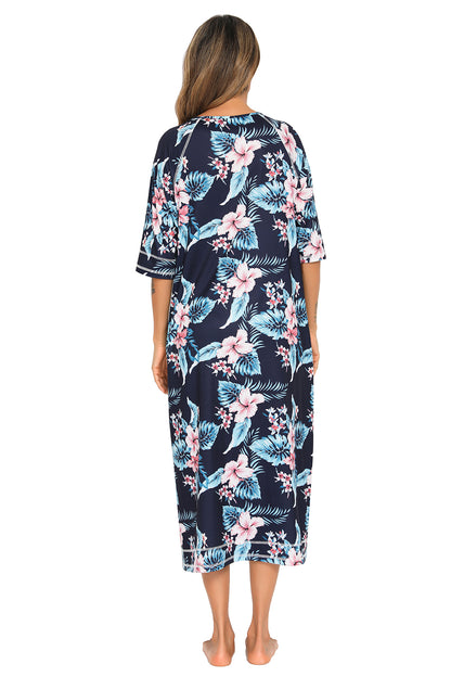 Printed Slit Night Dress - Elegant Aura Boutique