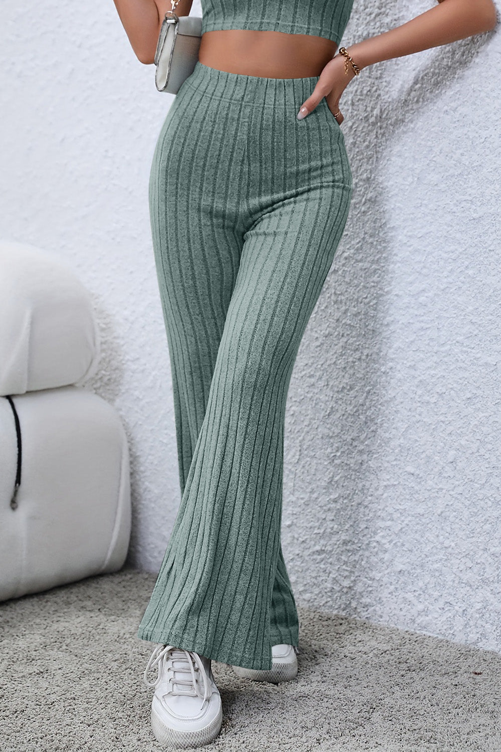 Bae Full Size Ribbed High Waist Pants - Elegant Aura Boutique