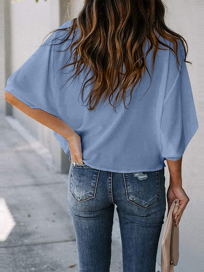 Full Size Cowl Neck Blouse