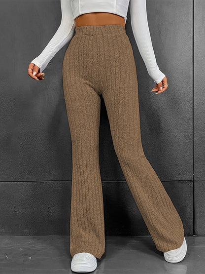 Ribbed High Waist Pants - Elegant Aura Boutique