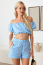 Off Shoulder Crop Top and High Waist Shorts Set - Elegant Aura Boutique