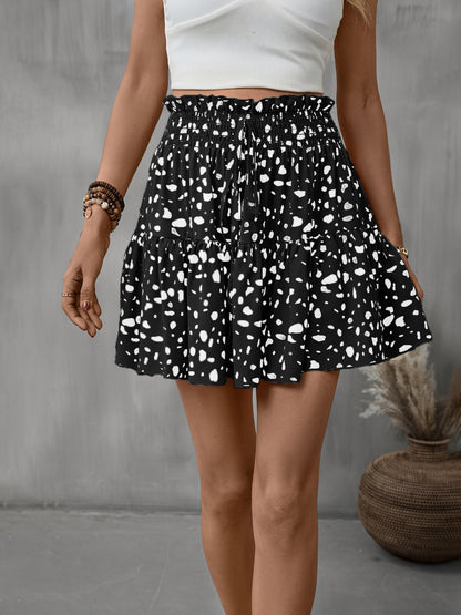 Frill Tied Printed Mini Skirt