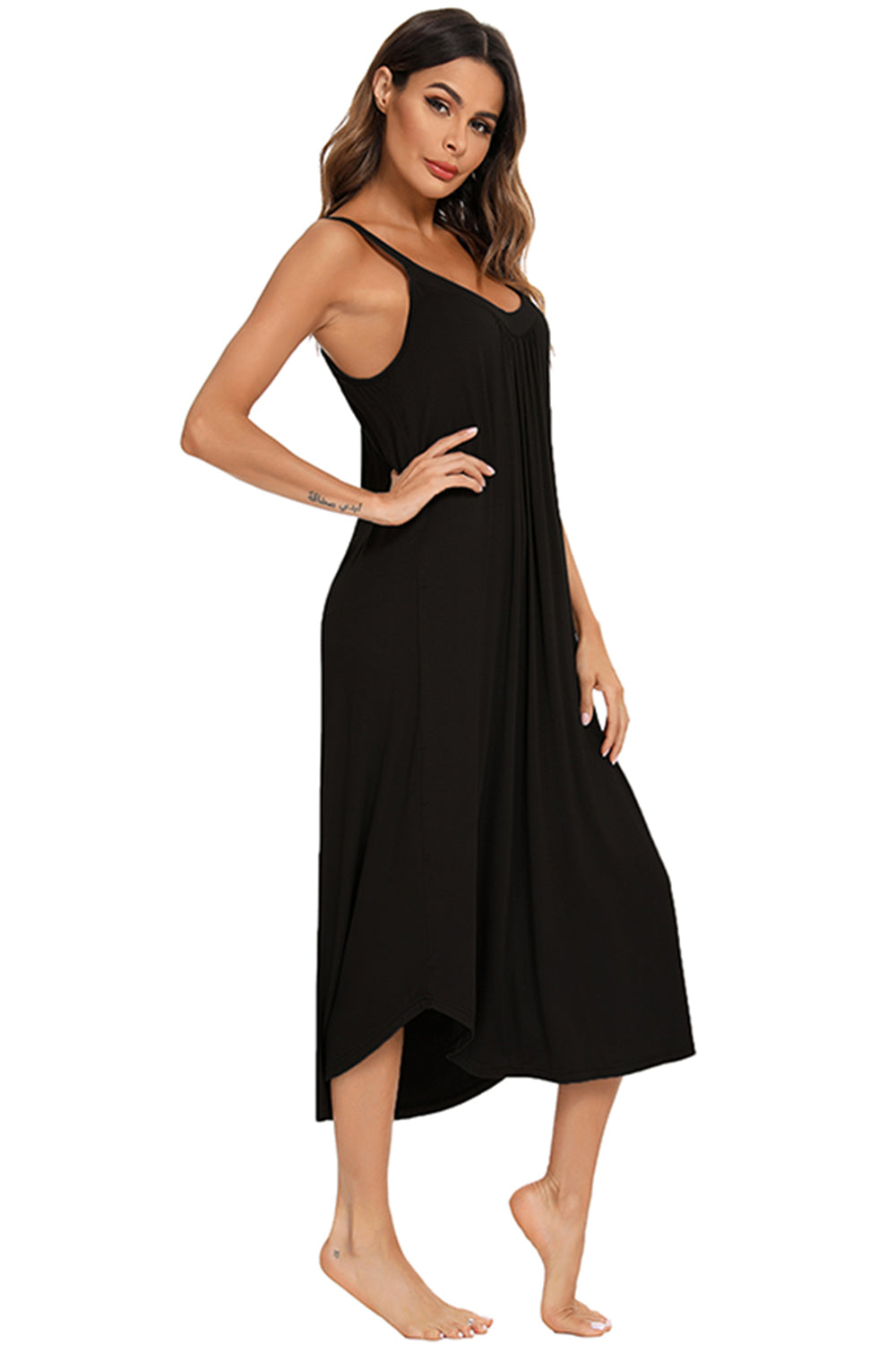 V-Neck Midi Lounge Dress - Elegant Aura Boutique