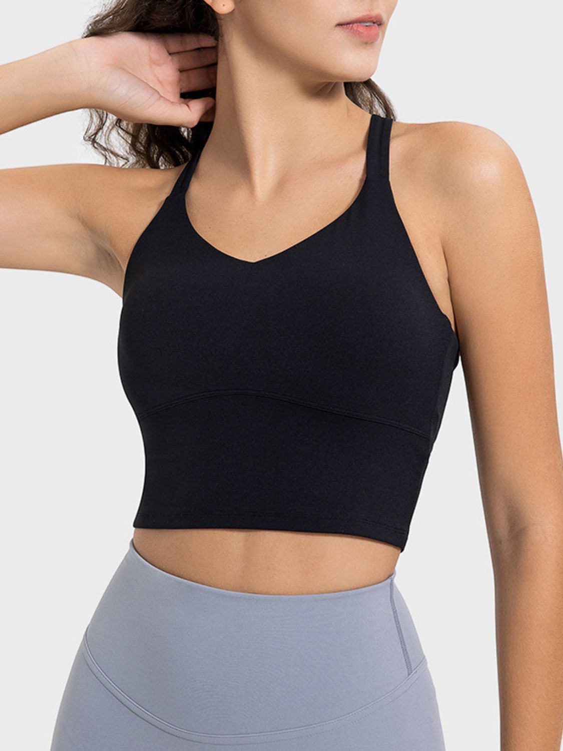 Crisscross Round Neck Active Top