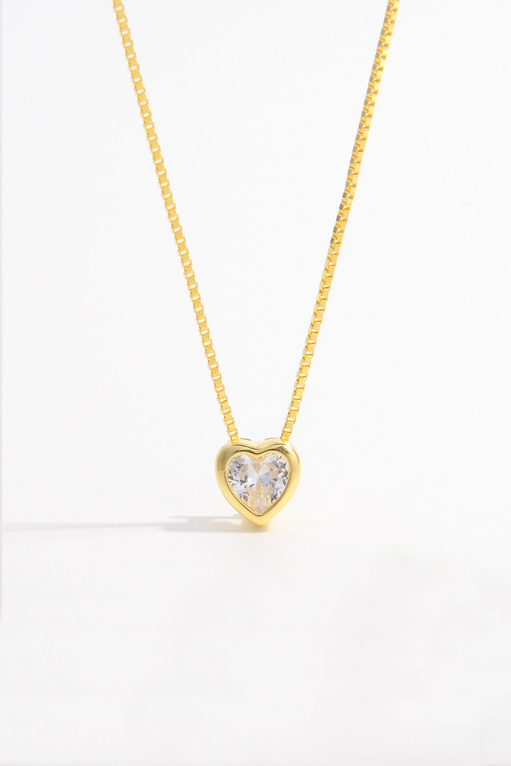 Sterling Silver Zircon Heart Pendant Necklace