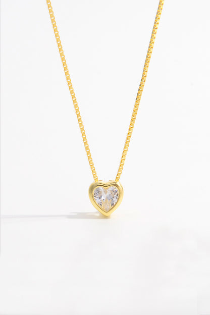 Sterling Silver Zircon Heart Pendant Necklace