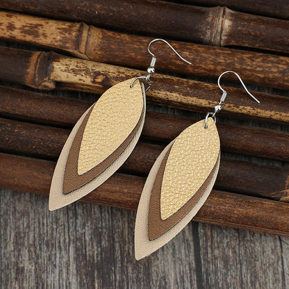 Leather Leaf Shape Earrings