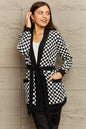 Plaid Tie Pocketed Cardigan