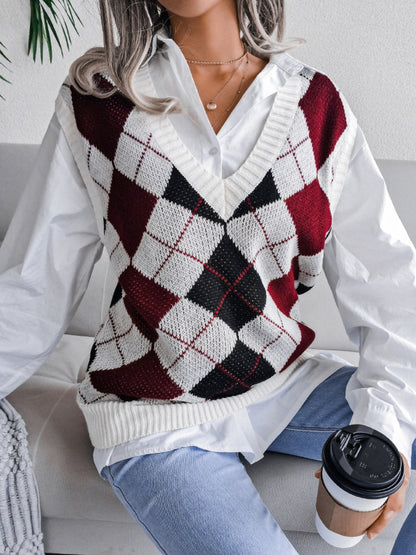 Plaid V-Neck Sweater