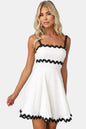 Contrast Trim Square Neck Mini Dress - Elegant Aura Boutique