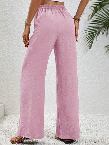 Wide Leg Drawstring Pants - Elegant Aura Boutique