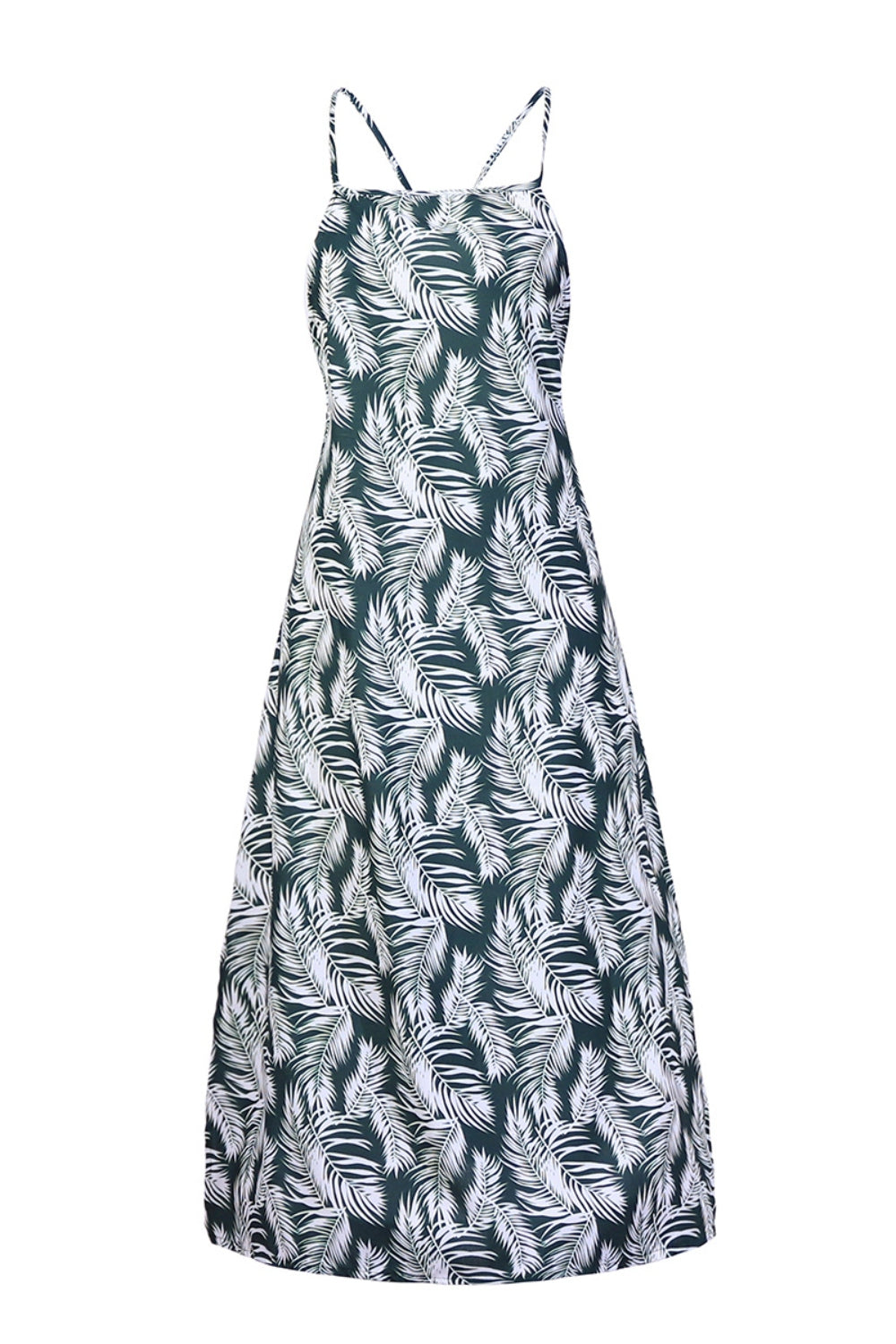 Slit Crisscross Printed Sleeveless Cami Dress - Elegant Aura Boutique