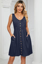 Buttoned Wide Strap Dress