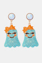 Smiling Ghost Shape Synthetic Pearl Earrings