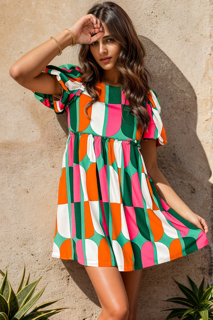 Color Block Short Sleeve Dress