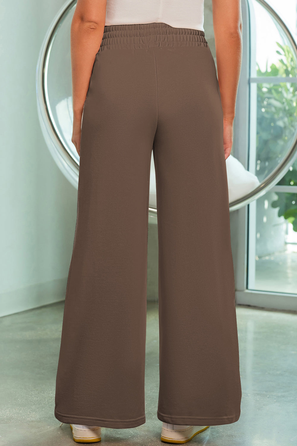 Drawstring Wide Leg Pants with Pockets - Elegant Aura Boutique