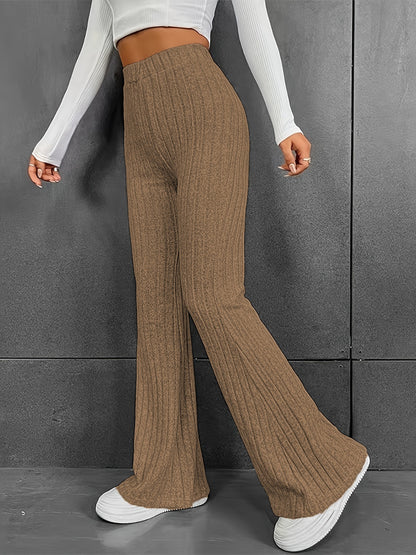 Ribbed High Waist Pants - Elegant Aura Boutique