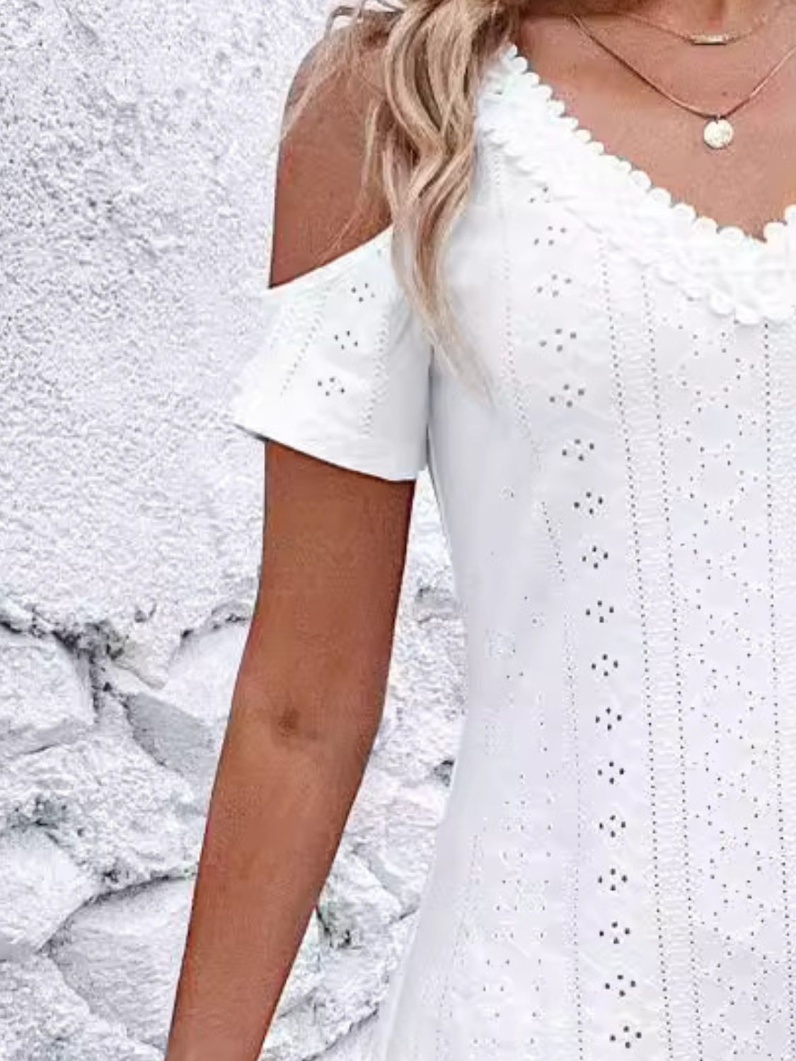 V-Neck Cold Shoulder Mini Dress