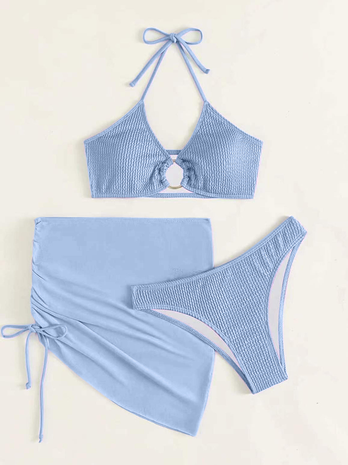 Halter Neck Three-Piece Swim Set