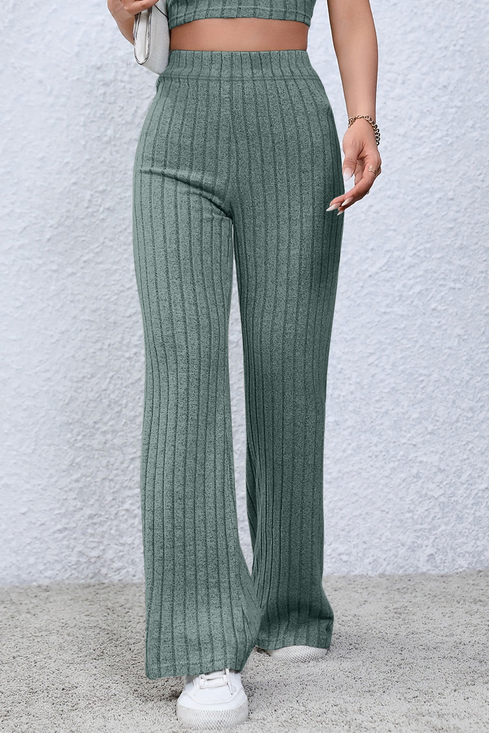 Bae Full Size Ribbed High Waist Pants - Elegant Aura Boutique