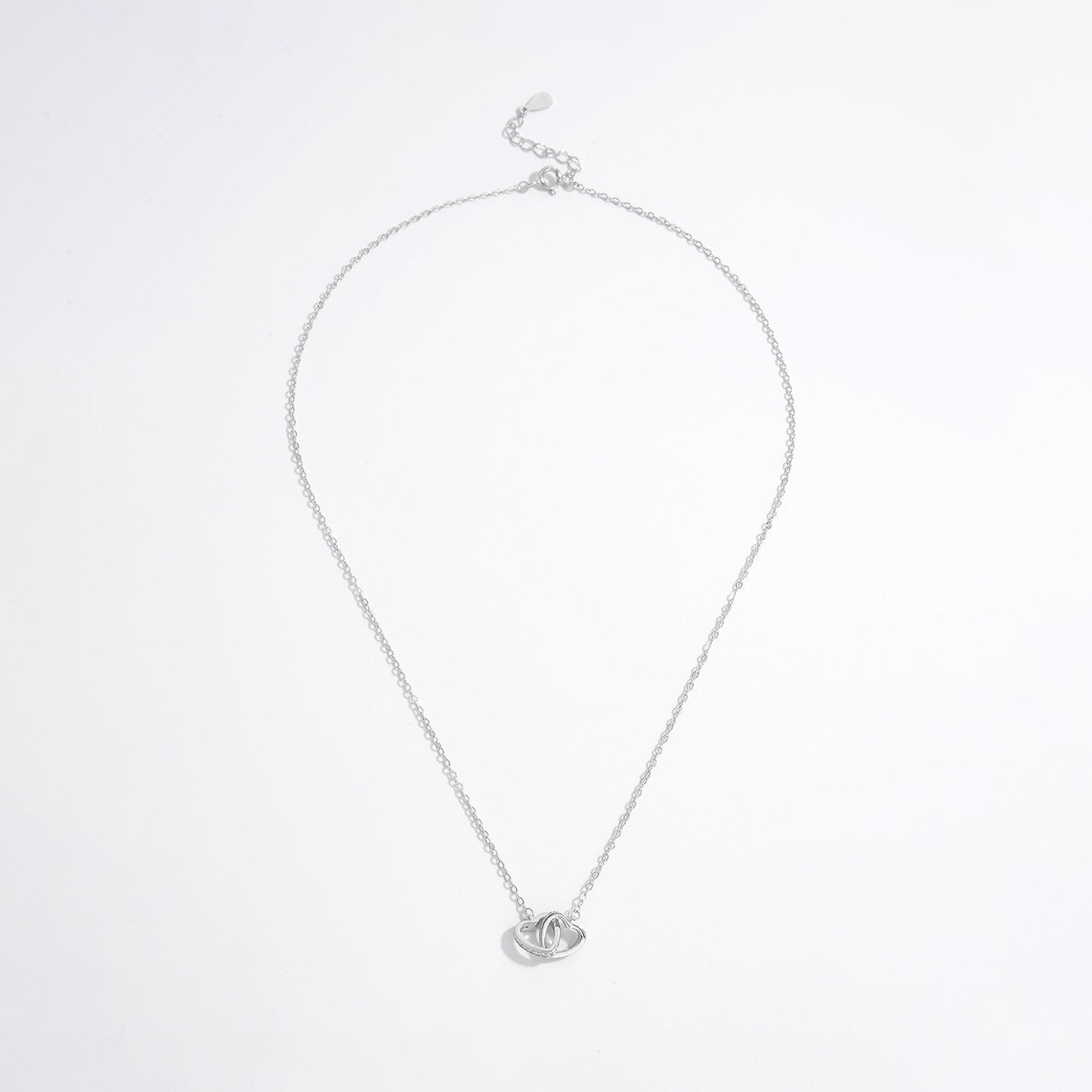 Sterling Silver Inlaid Zircon Heart Necklace