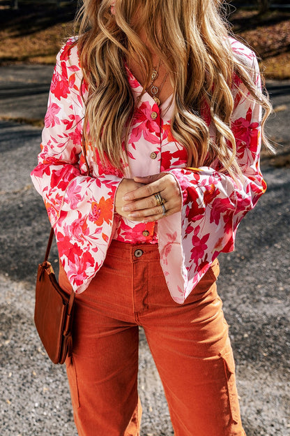 Floral Button Up V-Neck Bodysuit