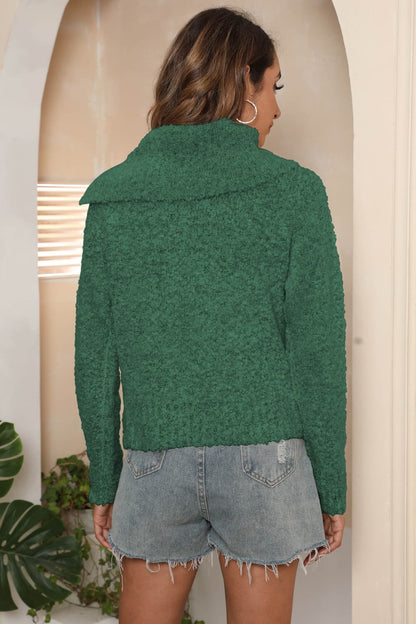 Asymmetrical Neck Long Sleeve Sweater