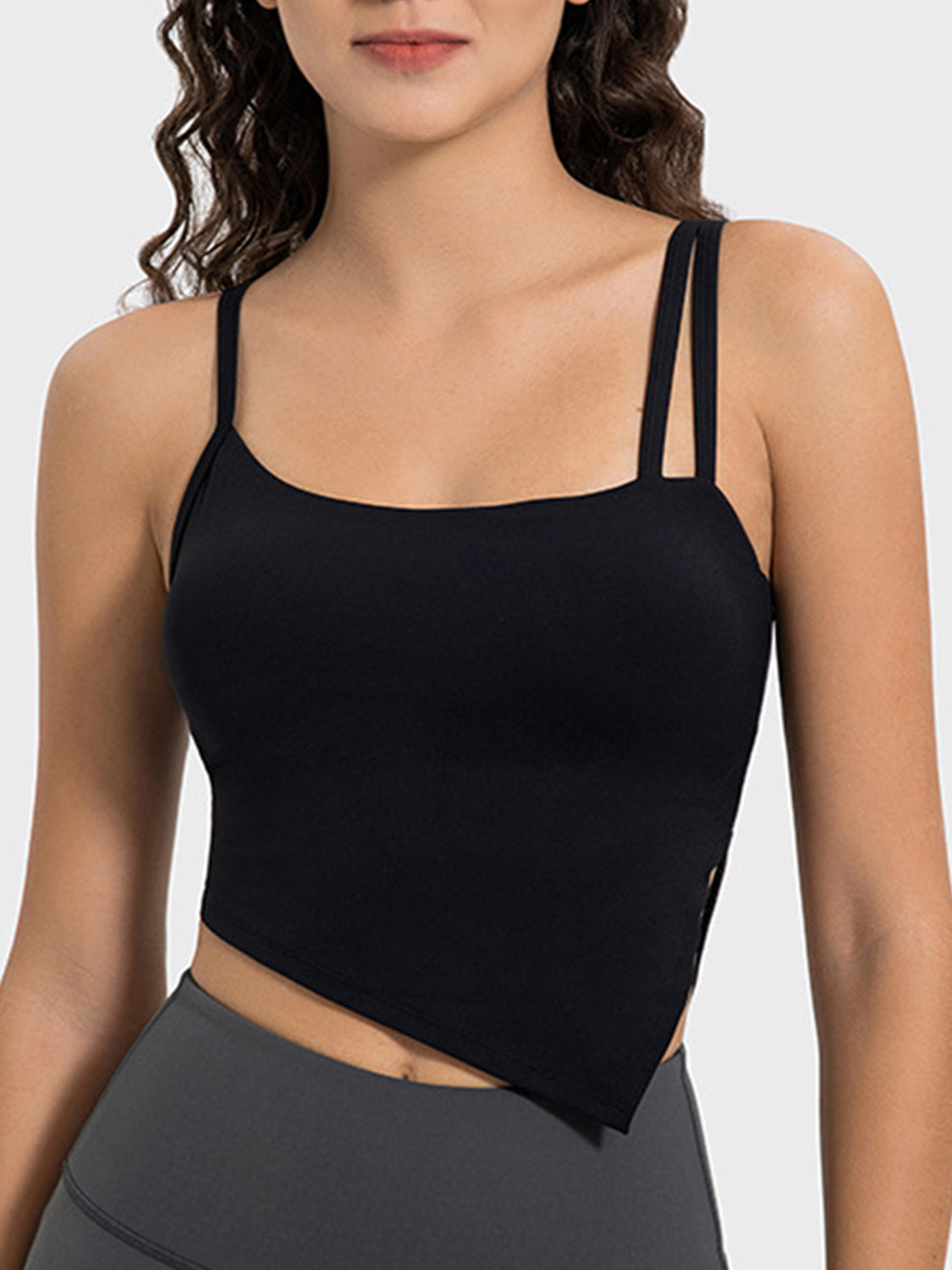 Slit Asymmetrical Neck Active Top