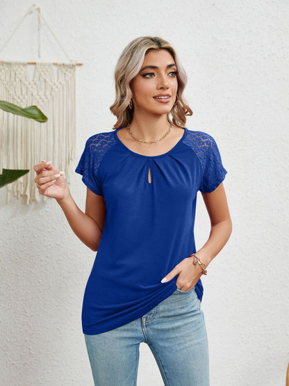 Lace Embellished Round Neck Top