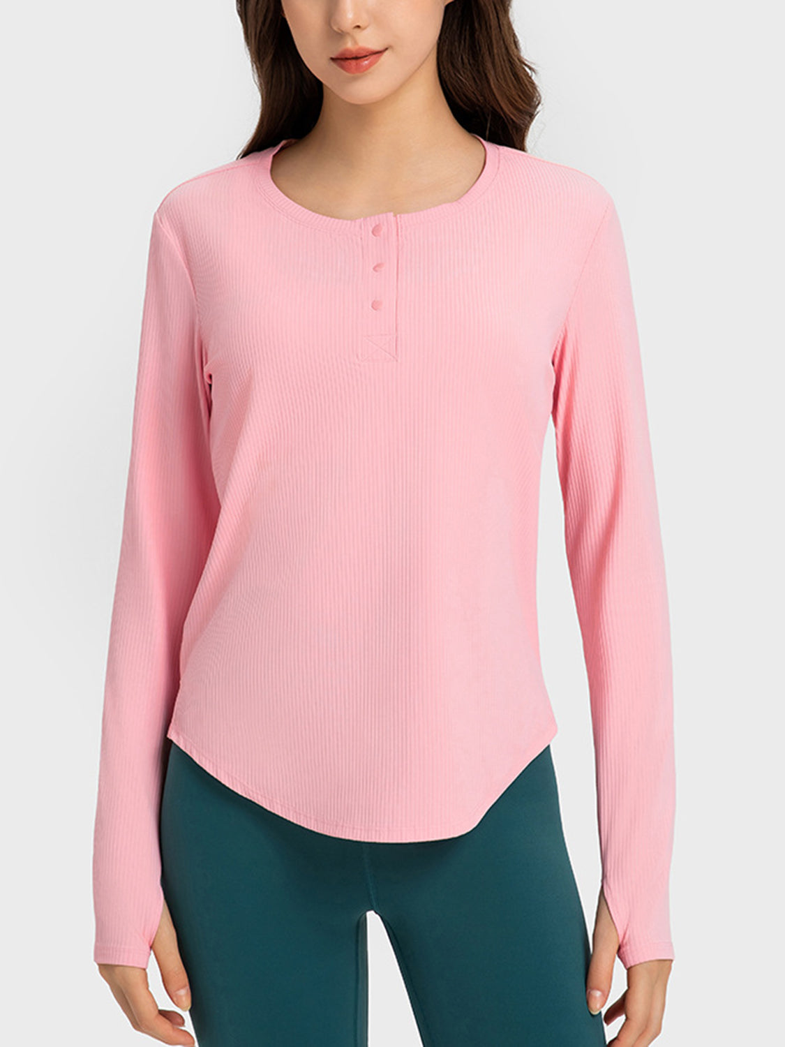 Round Neck Long Sleeve Active Top